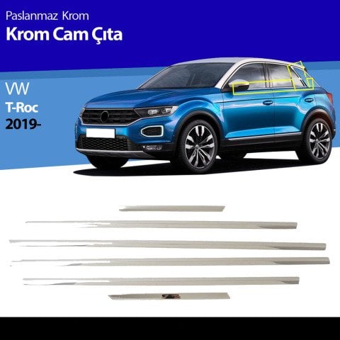 Volkswagen T-Roc Alt Cam Çıtası Kromu Nikelajı 6 Parça