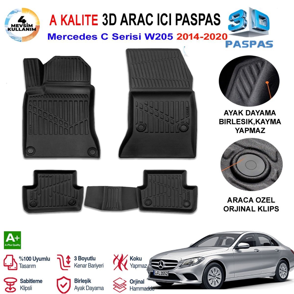 Mercedes C Serisi w205 3D Paspas Havuzlu Pro 2014-2020 Arası