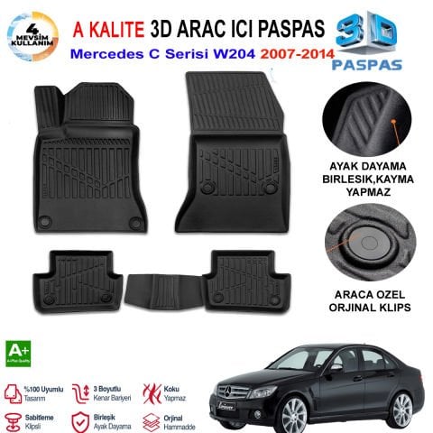 Mercedes C Serisi W204 3D Paspas Havuzlu Pro 2007-2014 Arası