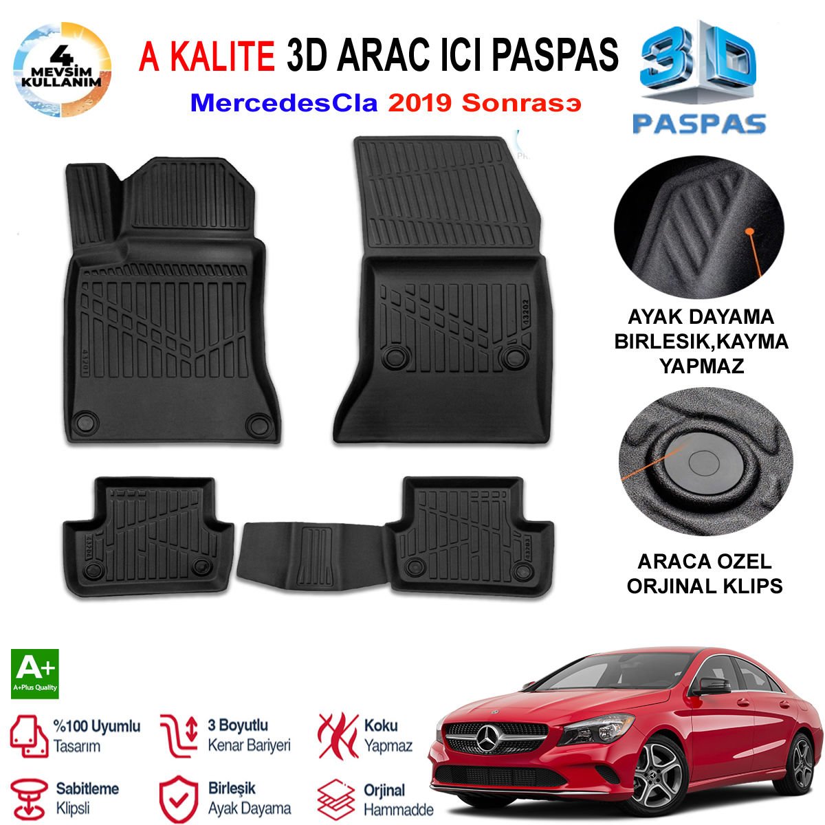 Mercedes Cla 3D Paspas Havuzlu Pro 2019 Sonrası