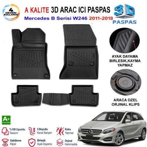 Mercedes B Serisi W246 3D Paspas Havuzlu Pro 2011-2018 Arası