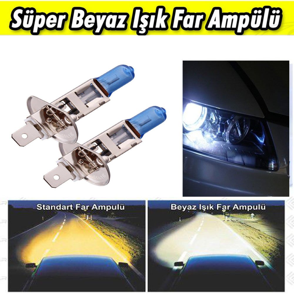 H1 Beyaz Işık Far Ampulü 12V 55 Watt