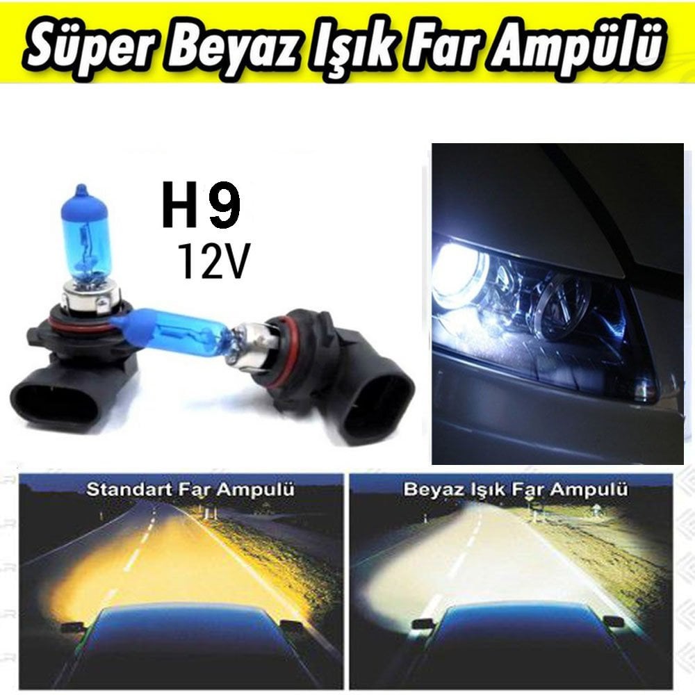 H9 Beyaz Işık Far Ampulü 12V
