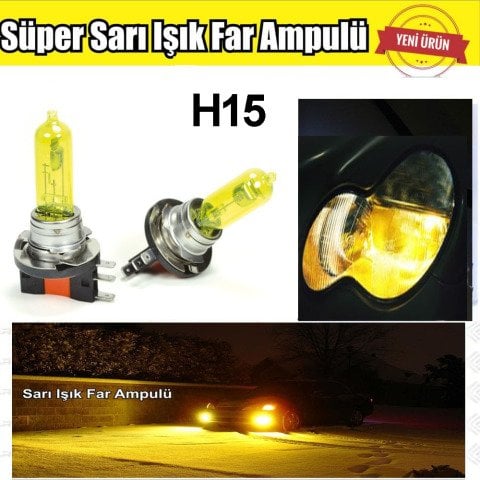 H15 JDM Süper Sarı Işık Far Ampul 12V 100-55W