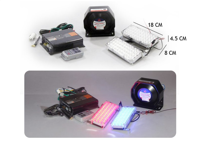 Profesyonel Polis Sireni Uzaktan Kumandalı 200W Çakarlı İnce