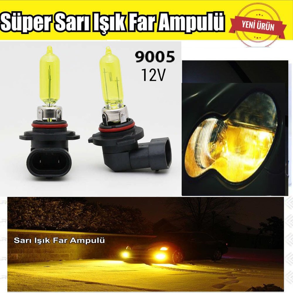 9005 HB3 JDM Süper Sarı Işık Far Ampul 12V