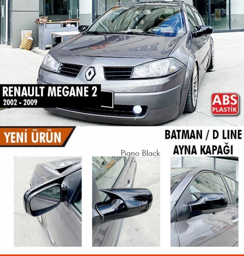 Renault Megane 2 Yarasa Ayna Kapağı Batman Parlak Siyah Piano Black