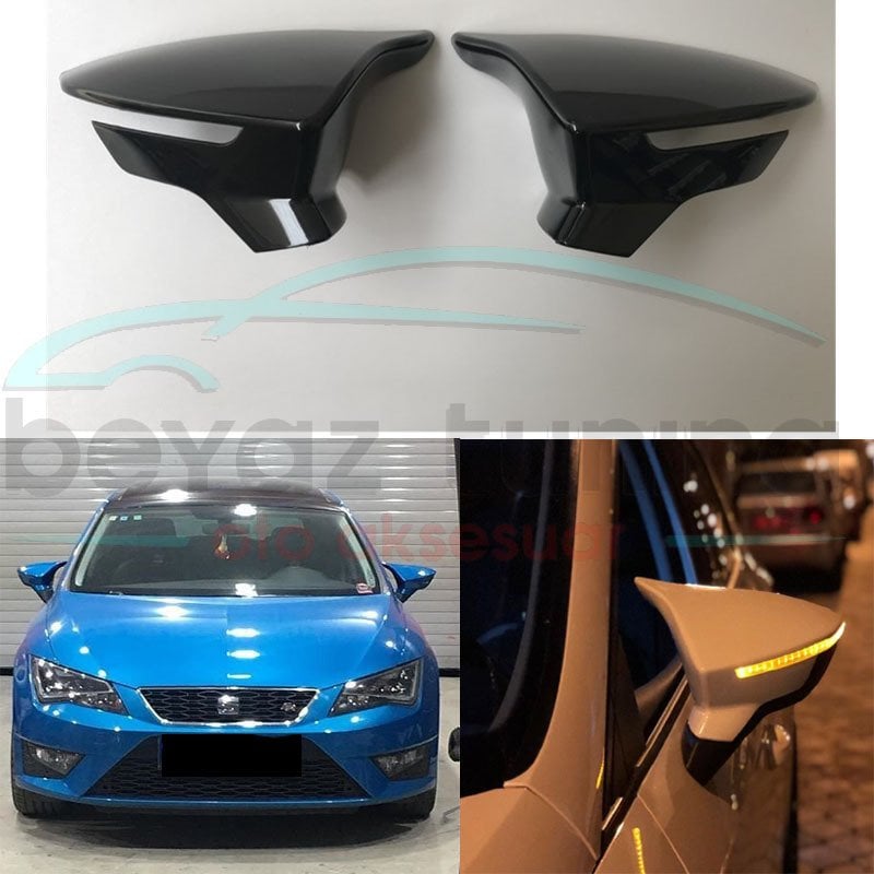 Seat Leon Mk3 Yarasa Ayna Kapağı Batman Parlak Siyah Piano Black