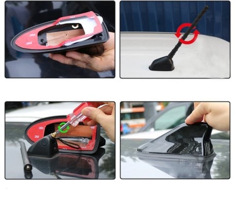 Oto Jaws Anten Elektrikli Silikon Taban Shark Balina Anten Kırmızı