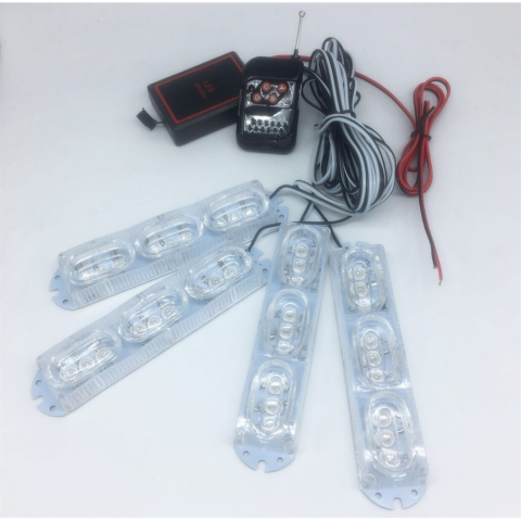 Uzaktan Kumandalı Profesyonel Çakar Lamba Kırmızı Mavi Beyaz 4lü