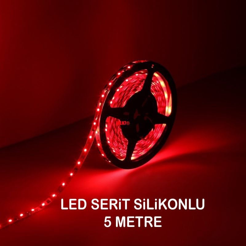 Led Şerit Silikonlu Dış Mekan 5mt 12V Kırmızı