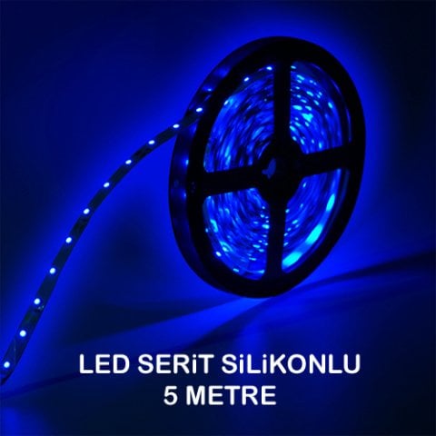 Led Şerit Silikonlu Dış Mekan 5mt 12V Mavi