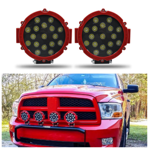 Off Road Sis Lambası 17 Ledli 51 Watt Kırmızı 4x4 Yayıcı Sis Farı