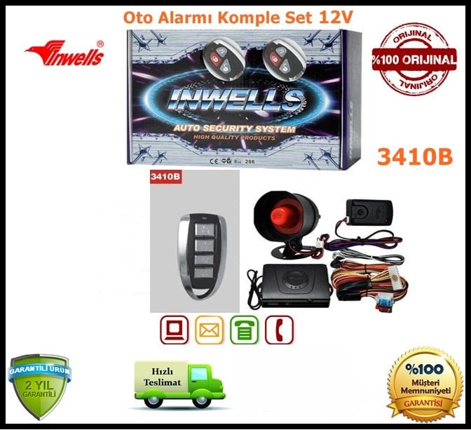 Oto Alarmı İnwells 12V Garantili 3410B