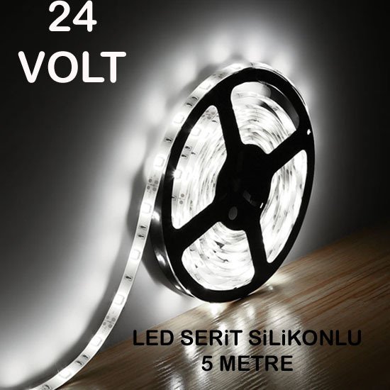 Led Şerit Silikonlu Dış Mekan 5mt 24V Beyaz