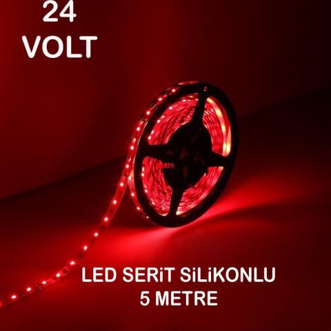 Led Şerit Silikonlu Dış Mekan 5mt 24V Kırmızı