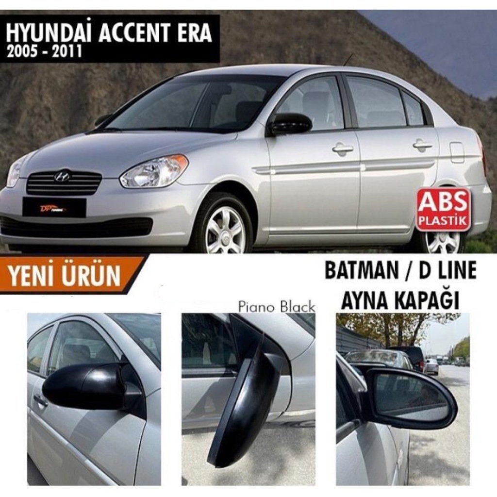 Hyundai Accent Era Yarasa Ayna Kapağı Batman Parlak Siyah Piano Black