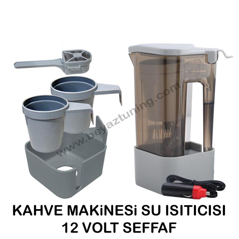 Araç İçi Su Isıtıcı Kettle Şeffaf 12 Volt