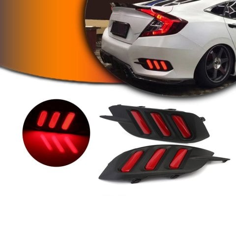 Honda Civic Fc5 Arka Sis Lambası Ledli 3 Çizgili Kırmızı