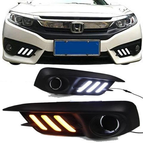 Honda Civic Fc5 Ön Sis Çerçevesi Ledli 3 Çizgili Hareketli