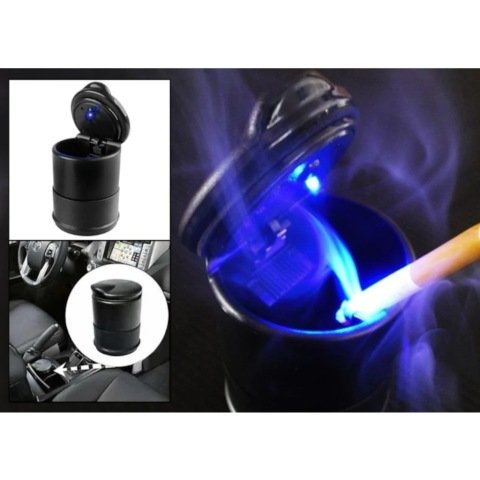 Araç İçi Küllük Bardaklığa Uyumlu Mavi Işıklı Kapaklı