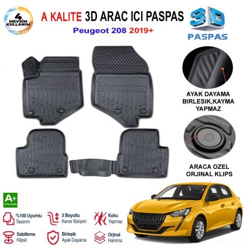 Peugeot 208 3D Paspas Havuzlu Pro 2019 Sonrasi