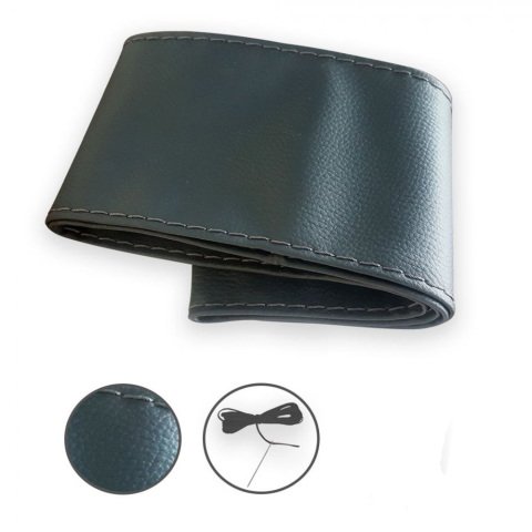 Dikmeli Direksiyon Kılıfı Deri Gri Dikişli