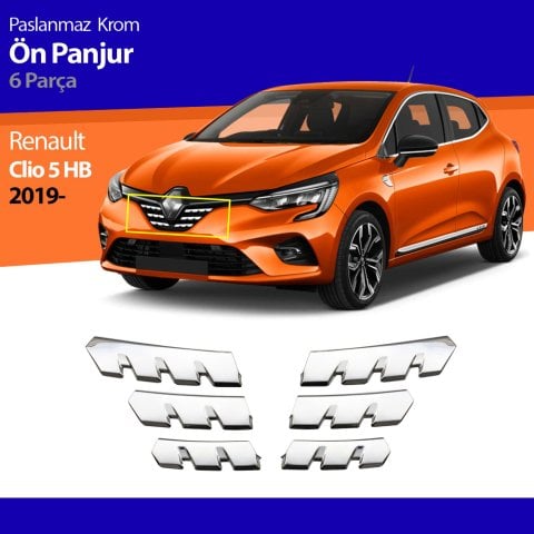 Renault Clio 5 Ön Panjur Alt Çerçevesi Kromu Nikelajı Set