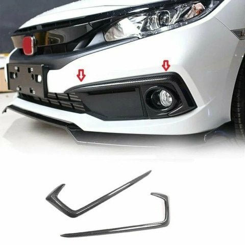 Honda Civic Fc5 Sis Farı Üst Kaşı Çıtası Kaplaması Karbon 2019-