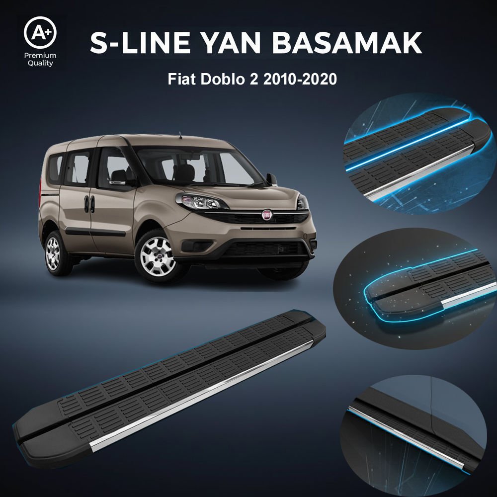 Fiat Doblo 2 Kısa S-Line Premium Krom Yan Basamak  2010-2020