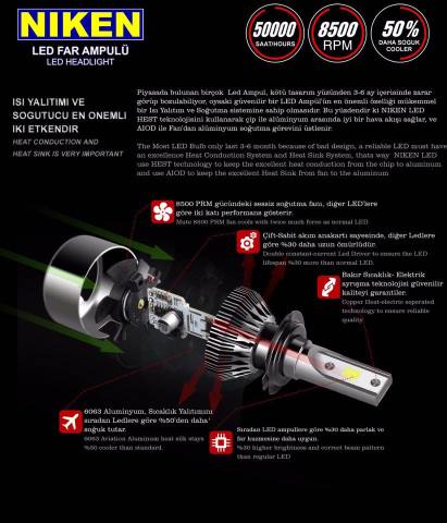 H4 Led Xenon Far Ampulü Yeni Nesil Evo Niken