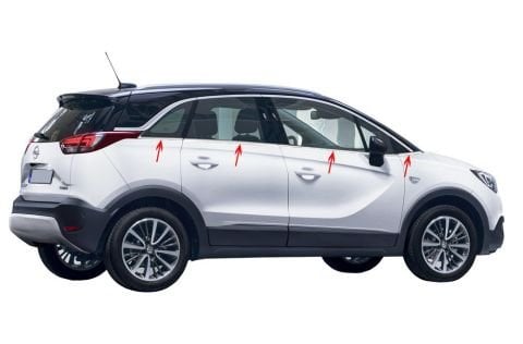 Opel Crossland X Cam Çıtası Komple Set Çerçevesi Kromu Nikelajı