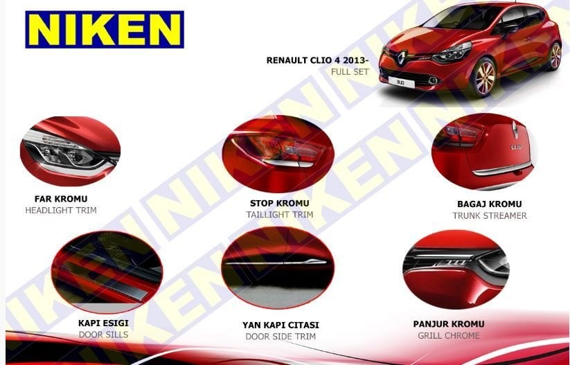 Renault Clio 4 Full Krom Seti Komple Nikelaj Kaplama