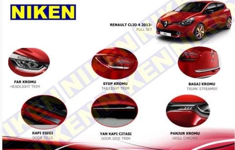 Renault Clio 4 Full Krom Seti Komple Nikelaj Kaplama