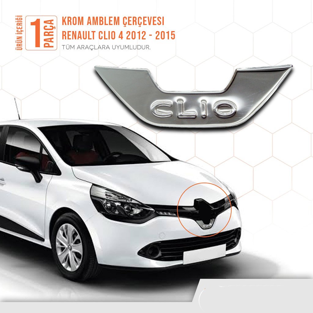 Renault Clio 4 Amblem Çerçevesi Kromu 2012-2016