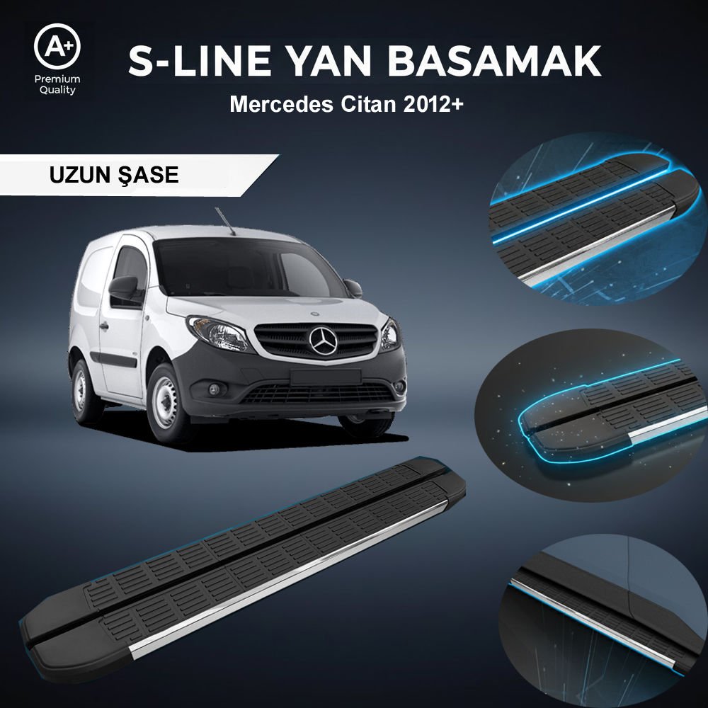 Mercedes Citan Uzun S-Line Premium Krom Yan Basamak 2012 Sonrası