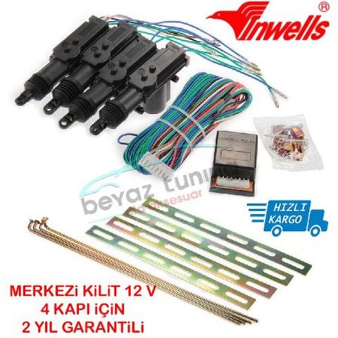 Oto Merkezi Kilit Seti 12 Volt 4 Kapı İçin İnwells