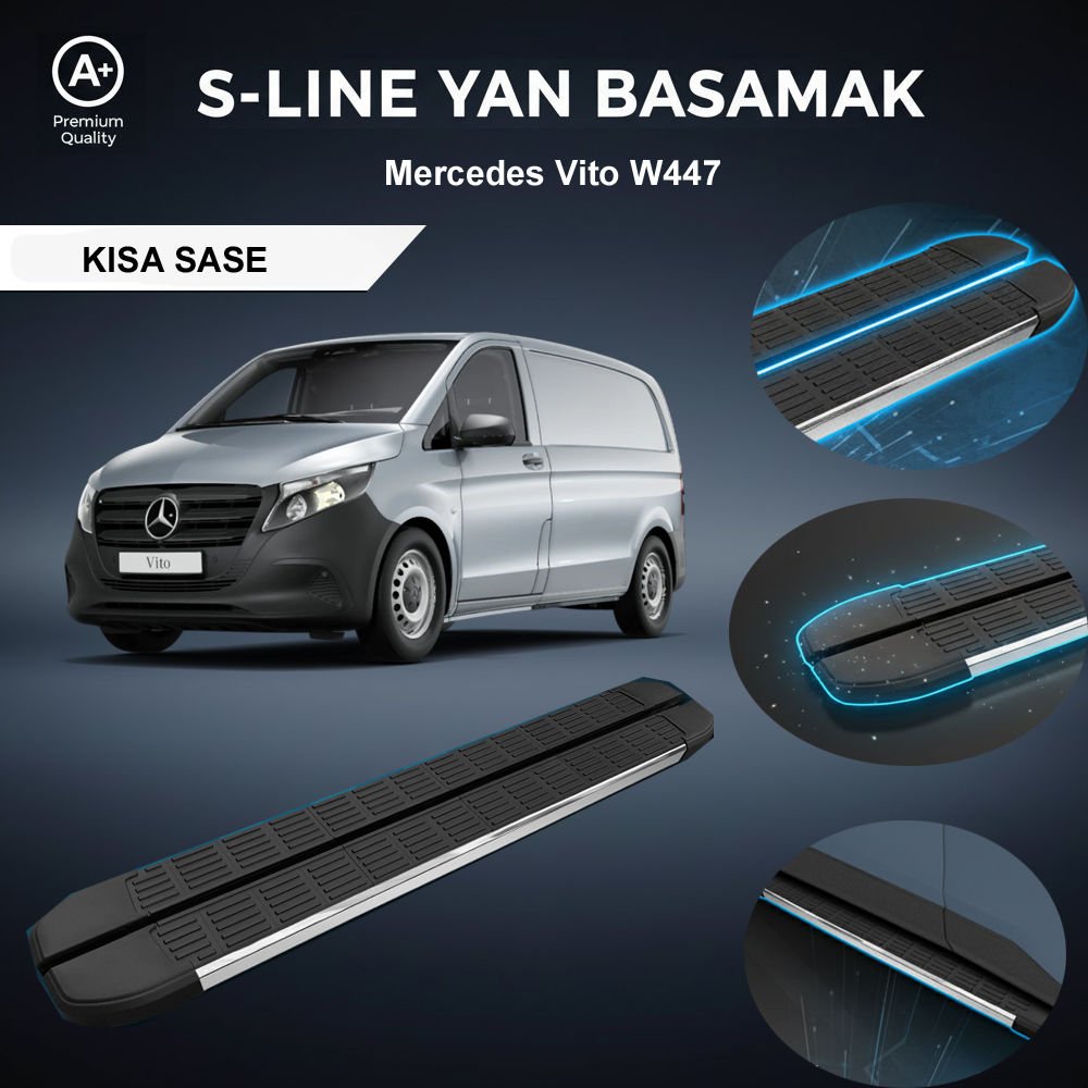 Mercedes Vito W447 KISA S-Line Premium Krom Yan Basamak 2014 Sonrası