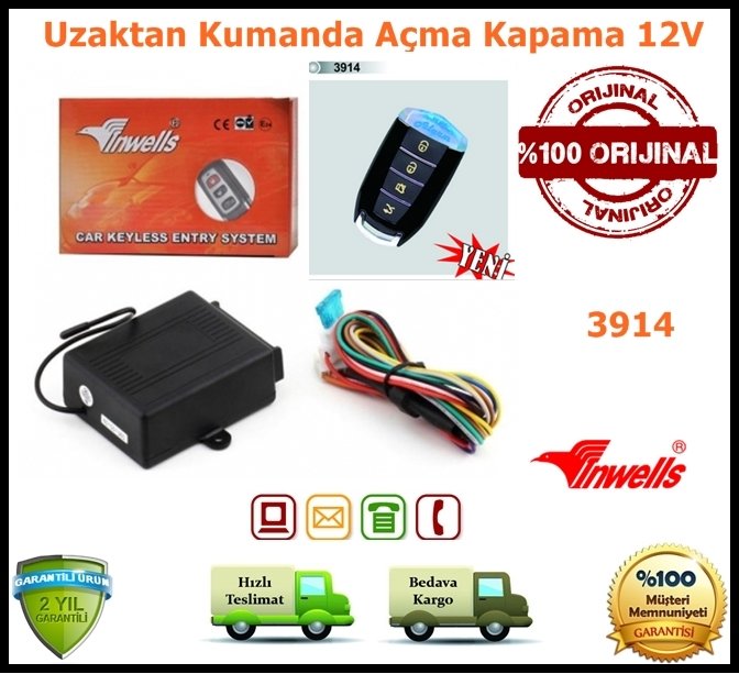 Oto Uzaktan Kumanda Açma Kapama Seti 12Volt 3914