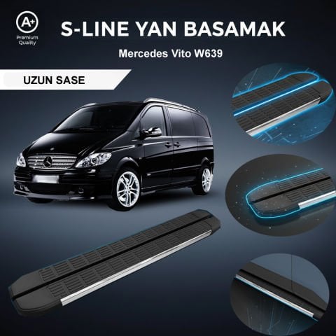 Mercedes Vito W639 UZUN S-Line Premium Krom Yan Basamak 2004-2014