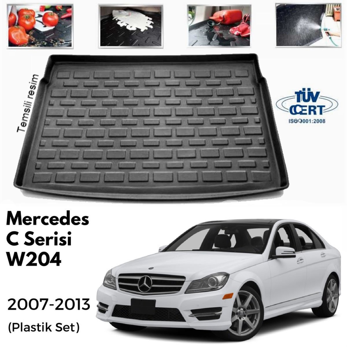 Mercedes W204 C Class Bagaj Havuzu Paspası Plastik Set