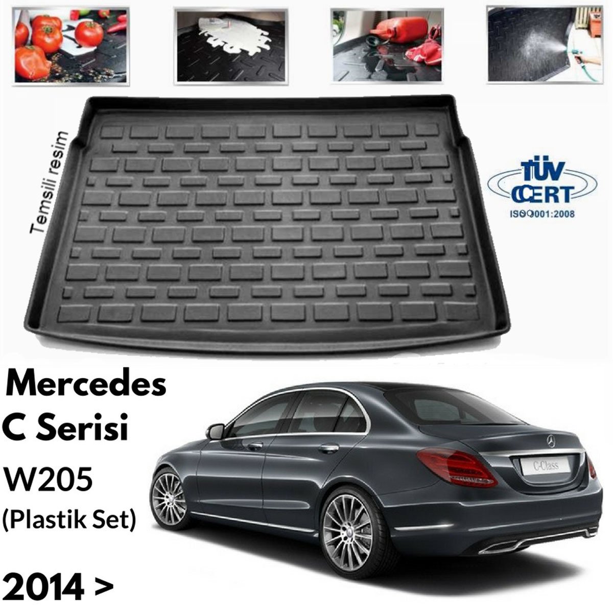 Mercedes W205 C Class Bagaj Havuzu Paspası Plastik Set
