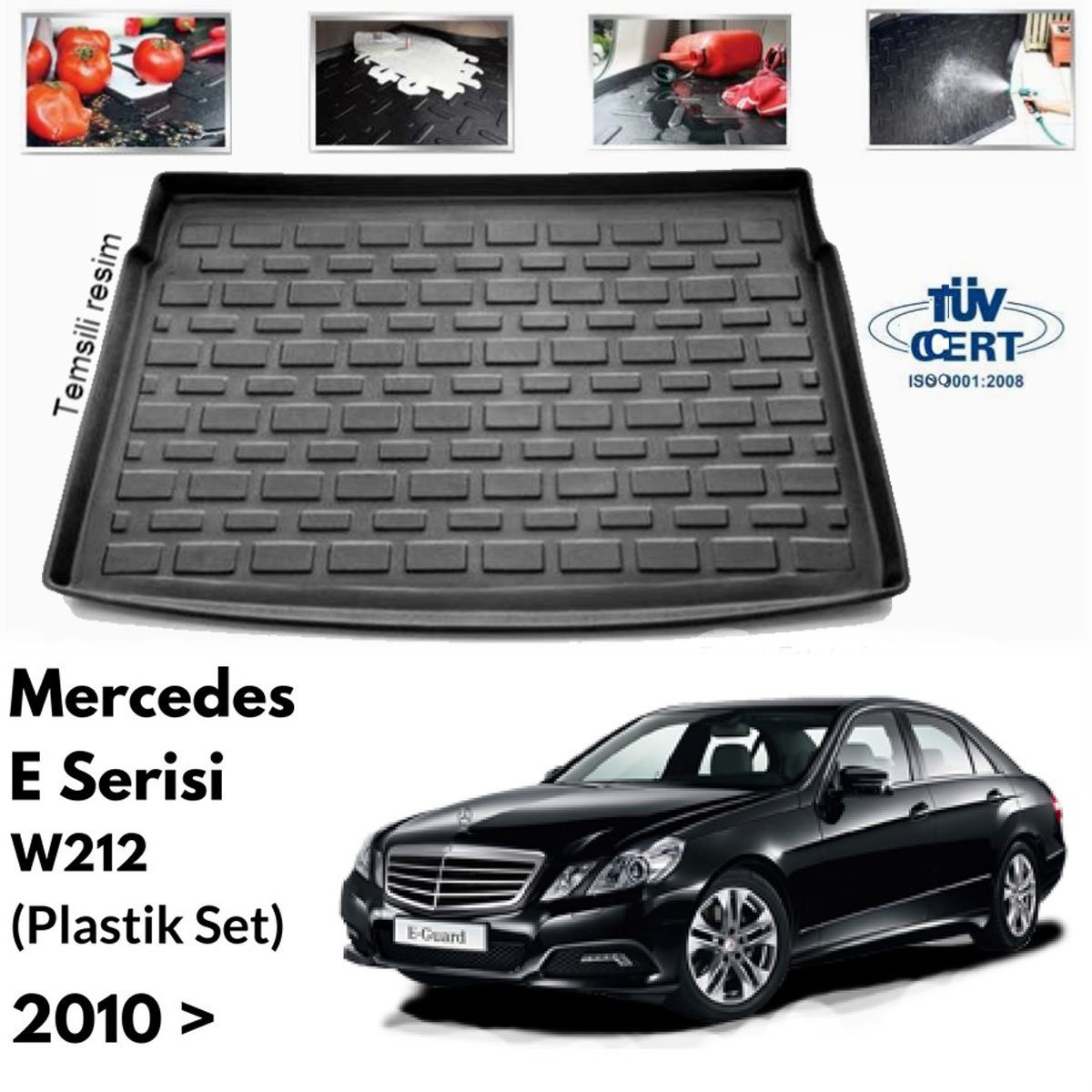 Mercedes W212 E Class Bagaj Havuzu Paspası Plastik Set