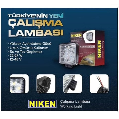 Niken Kare Led Çalışma Lambası 16 Ledli Off Road Sis Lambası