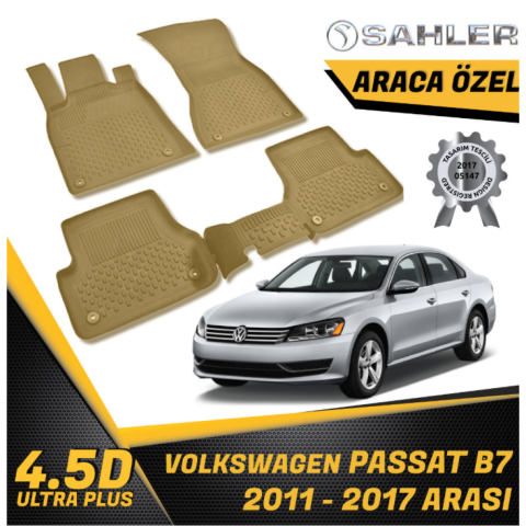 Volkswagen Passat B7 Havuzlu Paspas Bej 4,5D Sahler 2001-2017 Arası