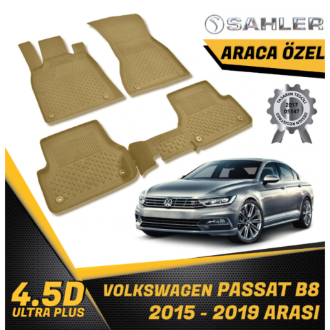 Volkswagen Passat B8 Havuzlu Paspas Bej 4,5D Sahler 2015 Sonrası