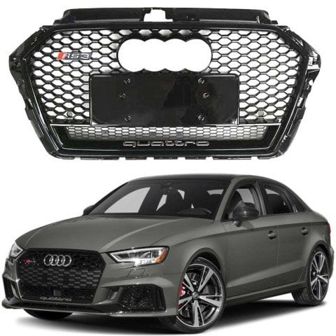 Audi A3 Ön Panjur Izgara RS3 Model Siyah 2016-2021 Arası
