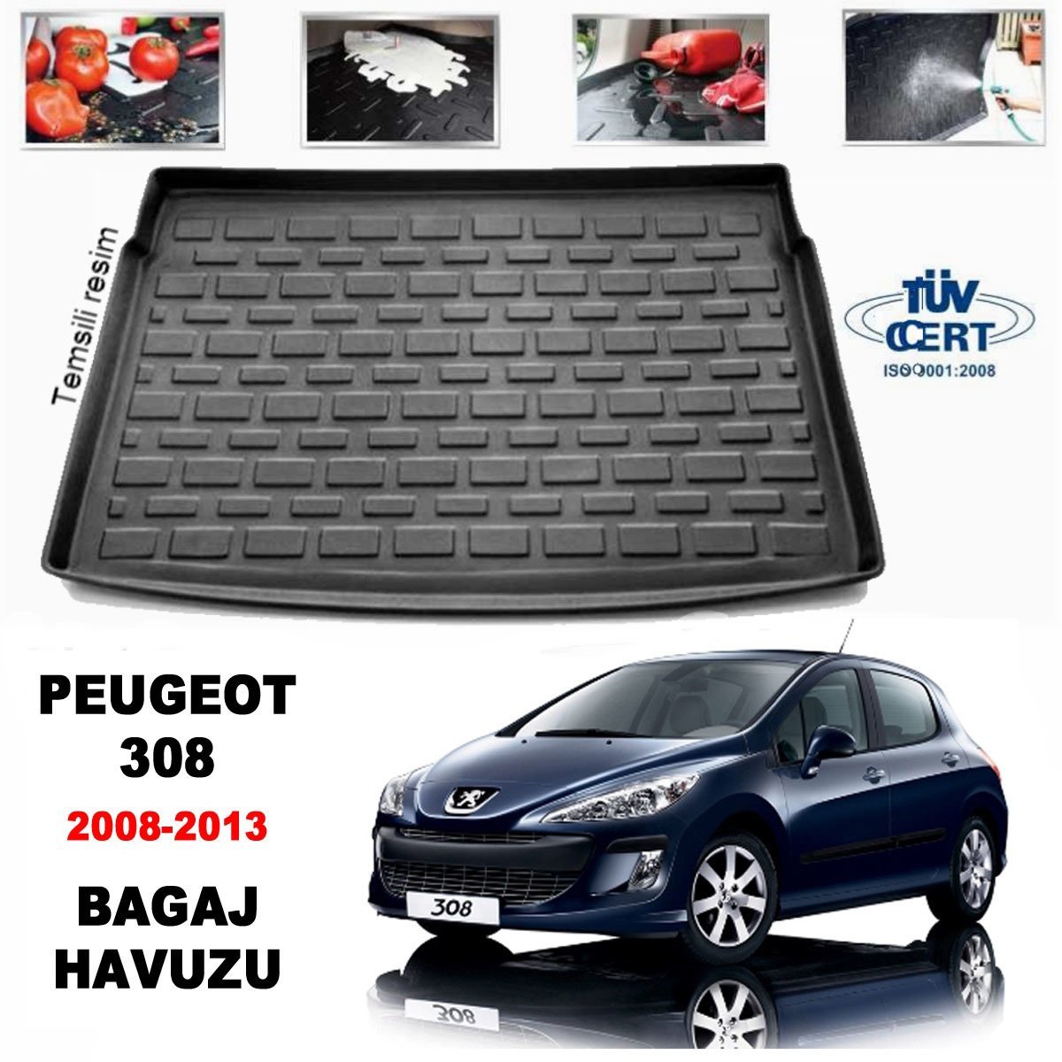 Peugeot 308 Bagaj Havuzu Paspası 2008-2013