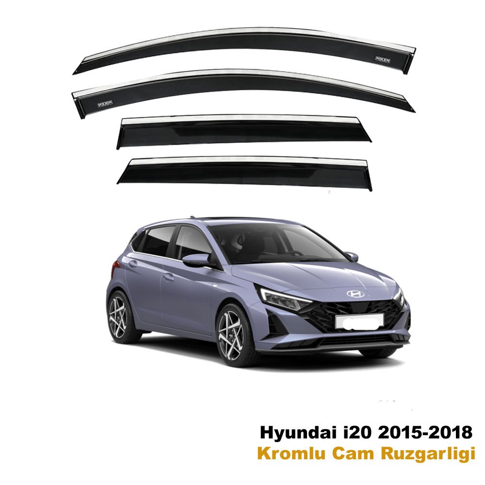 Hyundai I20 Cam Rüzgarlığı 4Lü Kromlu 2015-2016-2017-2018