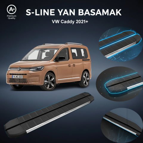 VW Caddy S-Line Premium Krom Yan Basamak 2021 Sonrası
